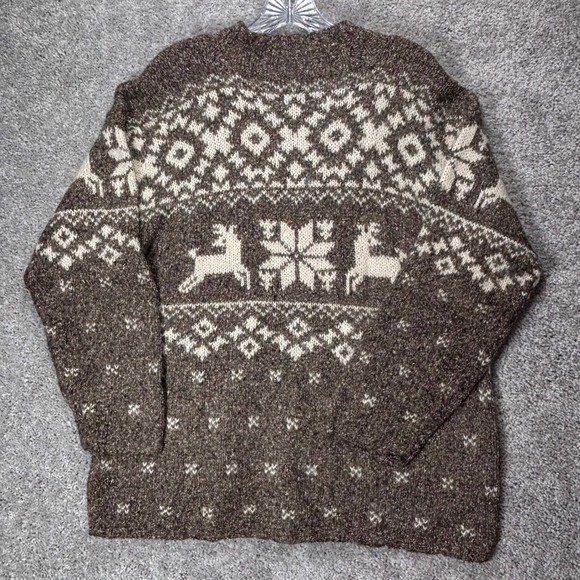 Croft & Barrow Hand Knitted Silk Wool Mohair Reindeer Fair Isle Sweater Mens L - Picture 5 of 10